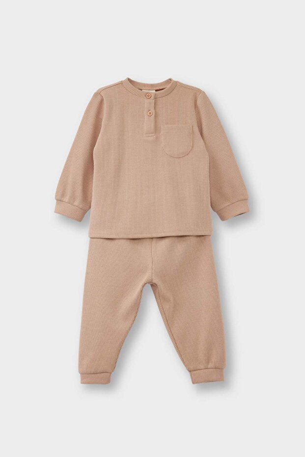 Erkek Bebek Pijama Takımı Uzun Kollu Waffle Üst Uzun Alt G1520A525WN - 1