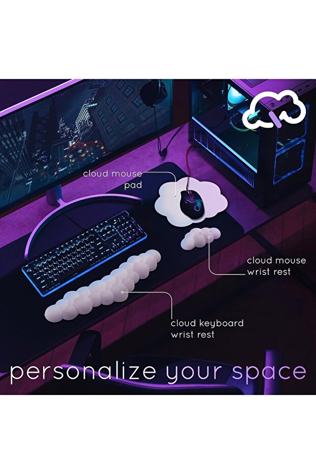 Cloud-shaped Wrist Rest for Keyboard and Computer (160-02) - 2