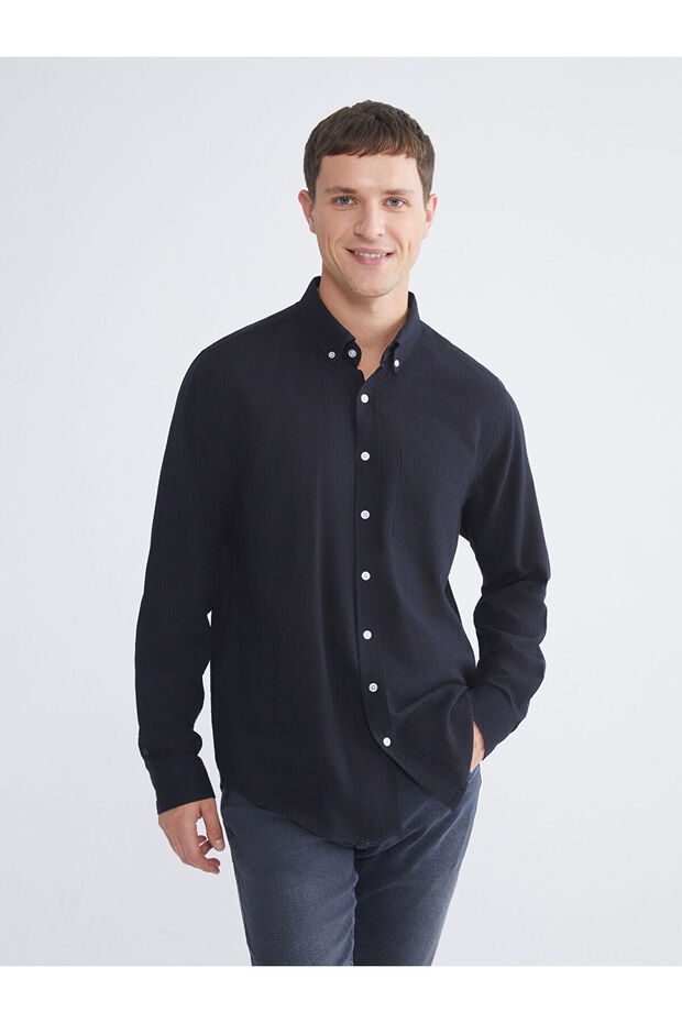 Lcwaikiki Classic Regular Fit Long Sleeve Men's Textured Shirt
