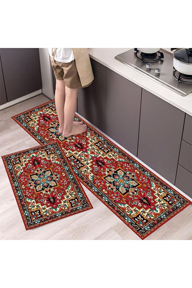 طقم سجاد وسجاد مطبخ من قطعتين، فائق الامتصاص، مانع للانزلاق، سريع الجفاف، 40×60+40×120 سم