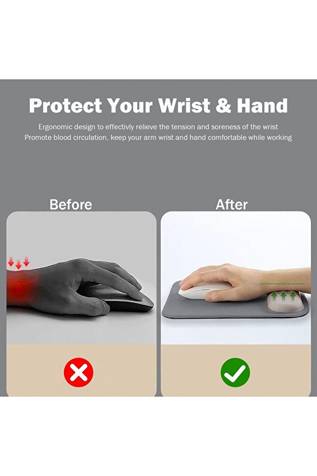 Ergonomic Mouse Pad with Memory Foam Wrist Support, Non-Slip PU Base for Gaming & Office - Clesante - 3