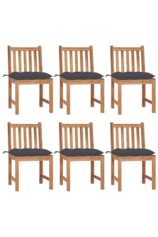 Garden Chairs 6 pcs with Cushions Solid Teak Wood
