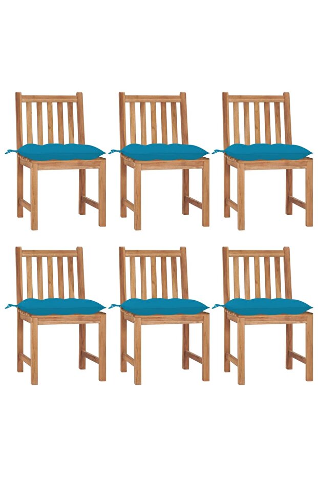 Garden Chairs 6 pcs with Cushions Solid Teak Wood