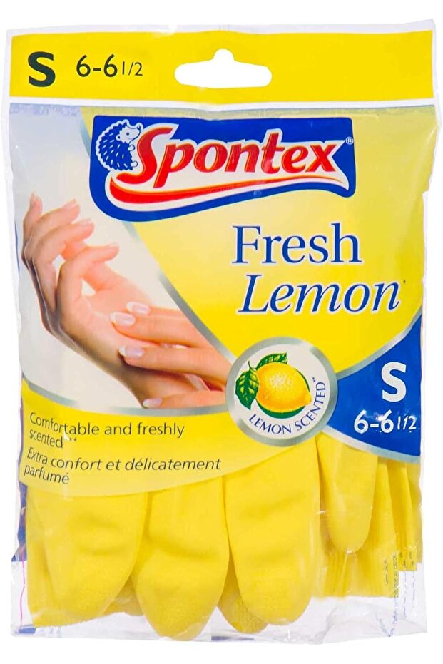 Scented Fresh Lemon Gloves, Small, Yellow