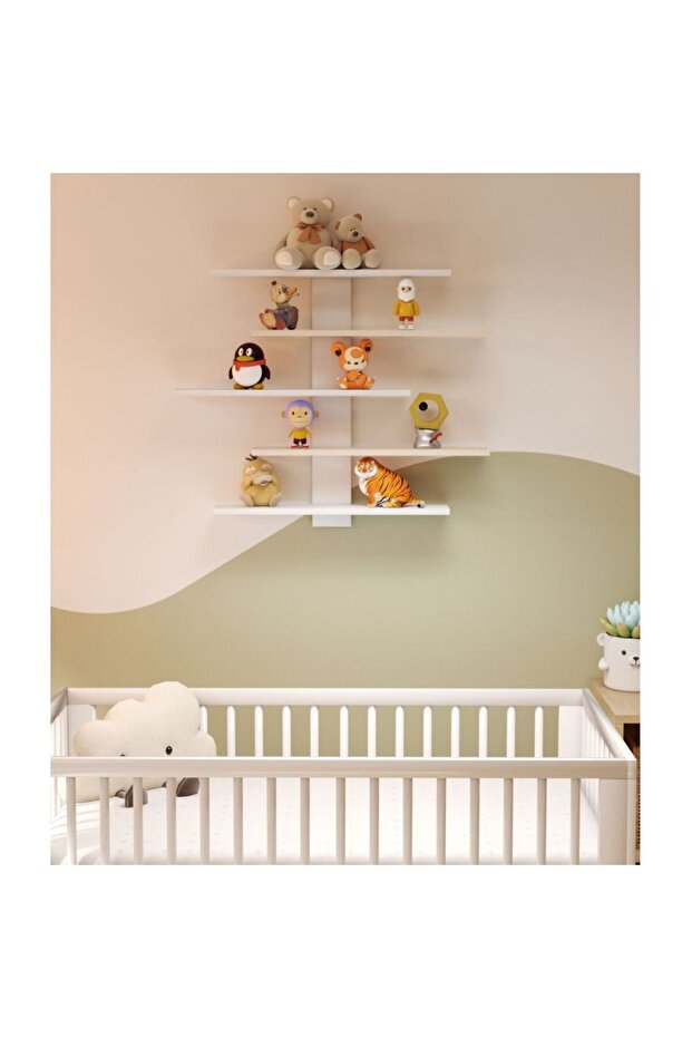 Colees 5 Tier Wall Shelf - Oak/White, 85x11.5x70 cm, Engineered Wood, Stylish Storage Solution