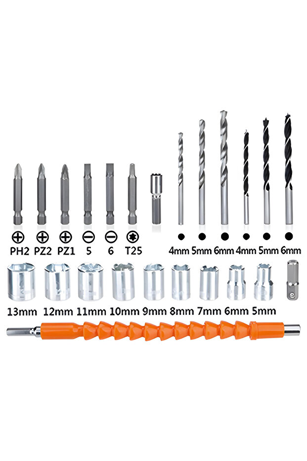 26V Cordless Drill Driver Kit OS-202-1 with Bits, Battery & Flexible Shaft - 2