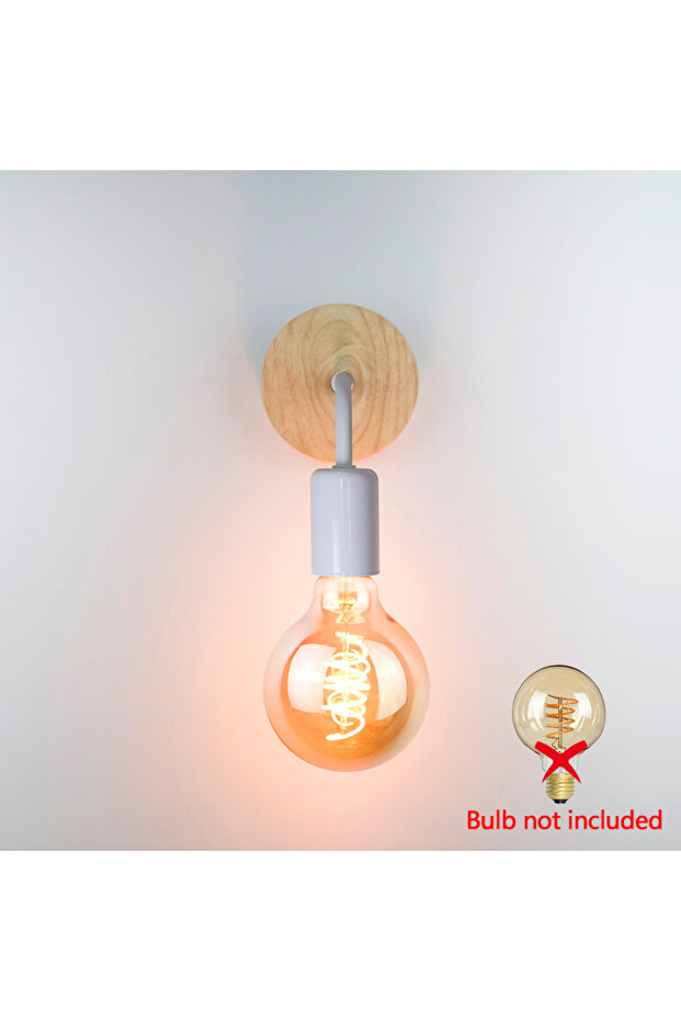Wood White Retro Wood Wall Lamp E27 220V 110V Vintage Sconce Wall Light Fixture Bedside Retro Lamp I