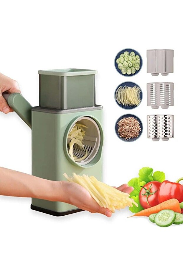 Manual Vegetable Slicer with 6 Interchangeable Multi-function Stainless Steel Blades - 1