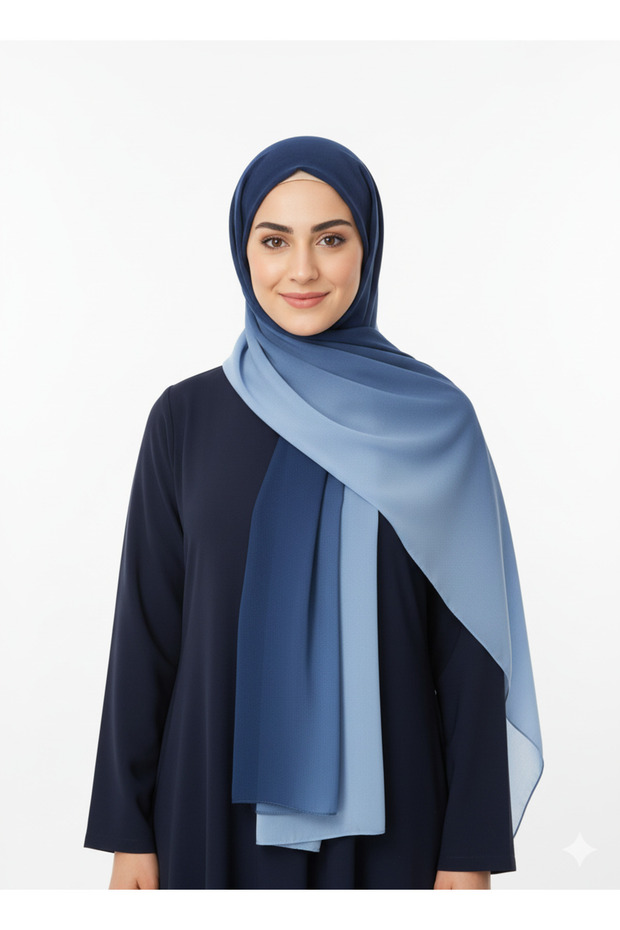 Gradient Pattern Navy Blue Color Shawl - 3
