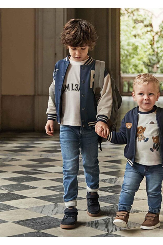 بنطلون شتوي للأولاد من Basic قصة ضيقة - أزرق - 1