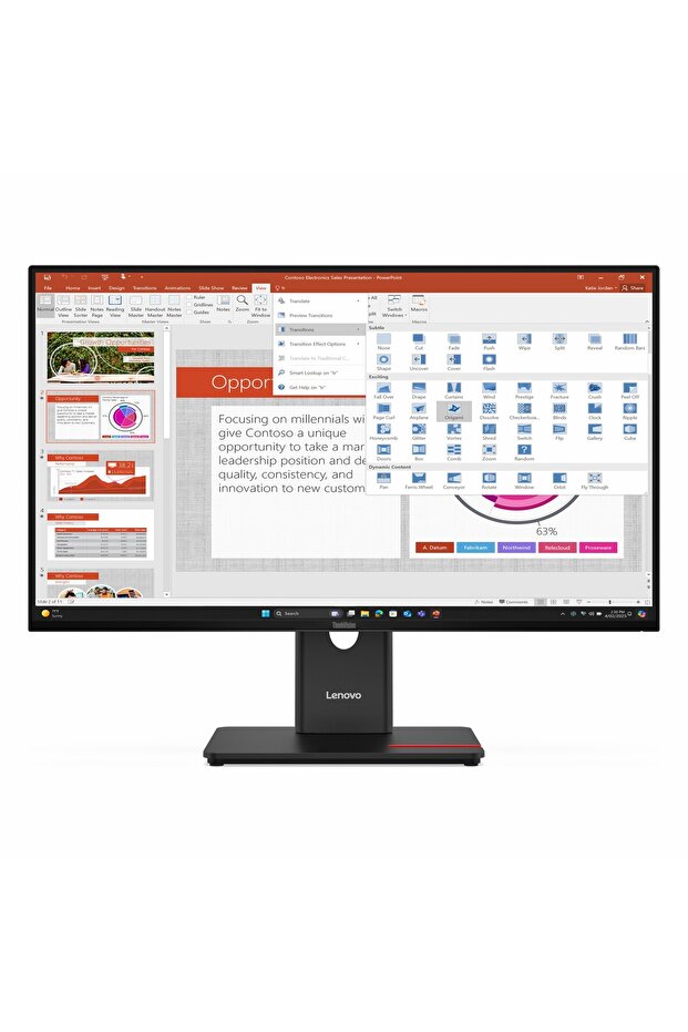 ThinkVision T27-40 64A5MAT6TK 27" 120Hz 4Ms VGA+HDMI+DP+USB-C FullHD IPS Pivot Vesa Monitör - 1