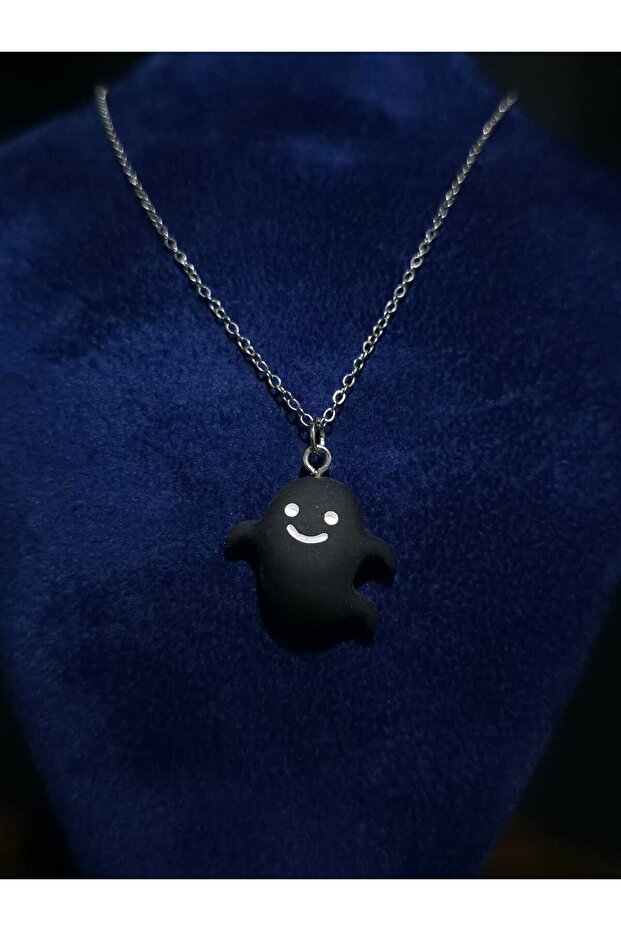 Black Cute Ghost Steel Necklace Halloween Halloween Themed Gothic Necklace