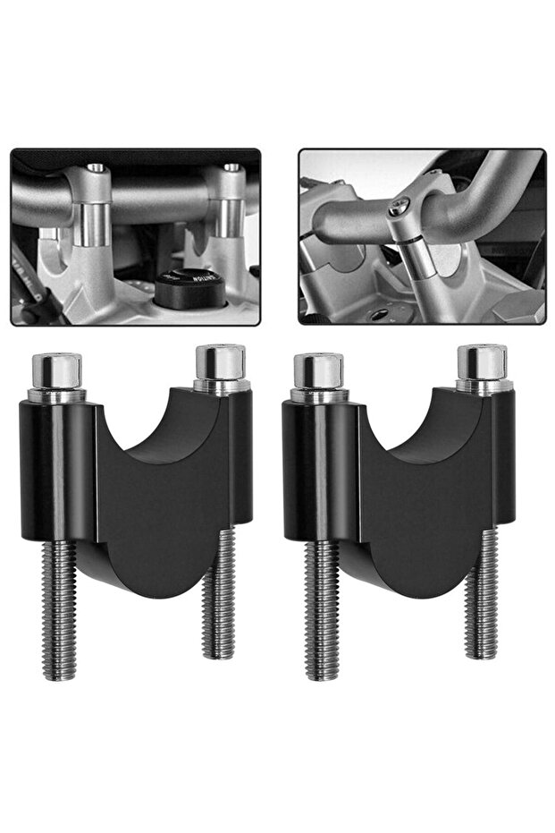 28MM Black 1 Pair Motorcycle Universal Handlebar Riser Bar Mount Handle Clamp Universal 28mm 1 1/8"