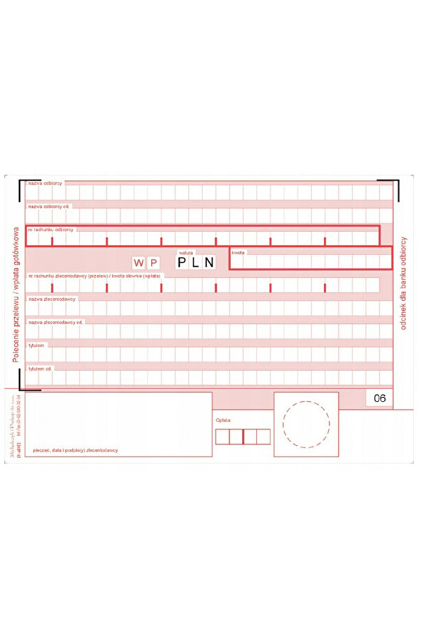 Formular de comandă de transfer Depunere numerar WP-4 - 2