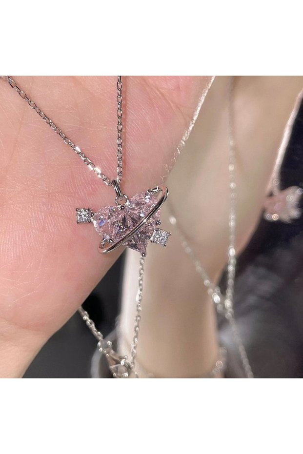 Picture Color Heart Frequency Necklace Female Ins Niche High-grade Design Sweet All-match Smart Love
