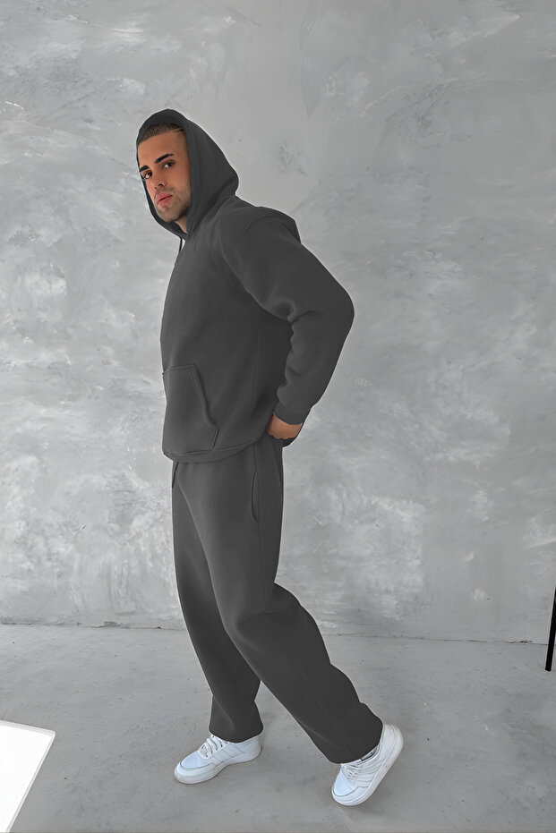 Men's 3-Ply Oversize Cap Hooded Eatshirts Tracksuit Set