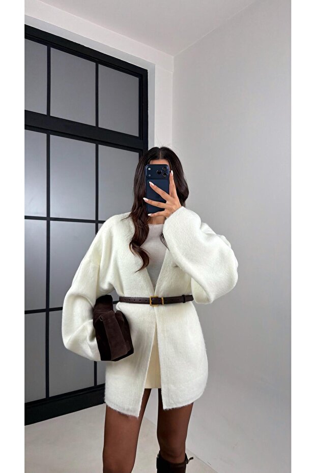 Ekru Oversize Triko Hırka GAUS-00525 - 1