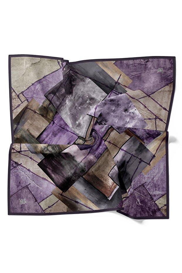 وشاح كلاسيكي بنمط باتيك سلكي مرصع بالكريستال اللامع - 1