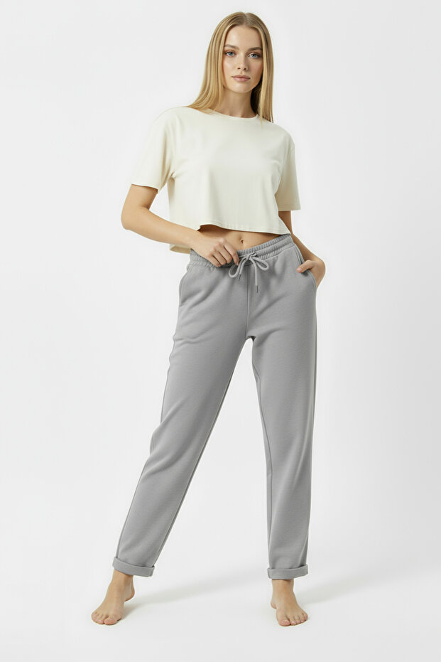 Duble Paça Eşofman Altı Grİ 2629 - 2