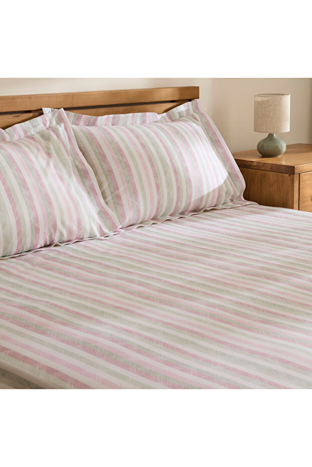 طقم ملاءات سرير مزدوجة من لينورا باللون الوردي - 1