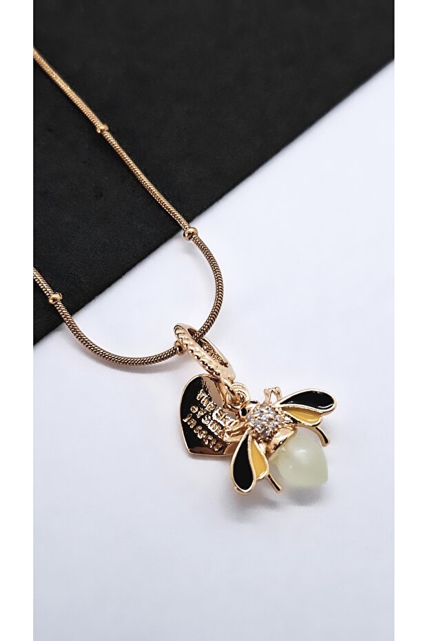 Ateş Böceği Figürlü Çelik Kolye - 1