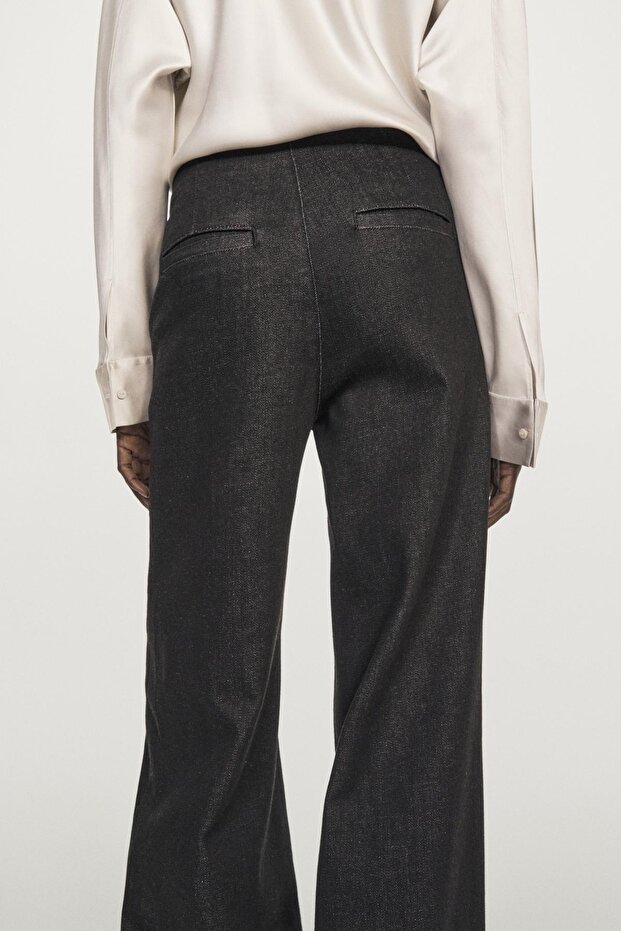 Yüksek bel geniş paça jean - 4