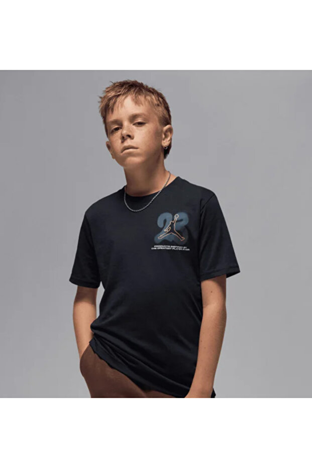Jordan Black Back Printed Cotton Children's T-Shirt 95F366