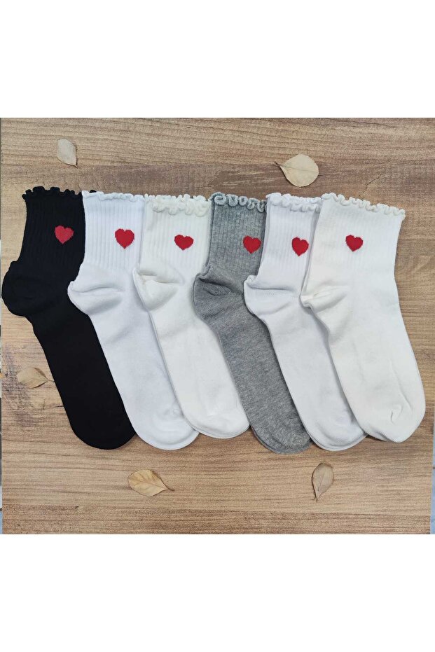 6 pairs women's cotton Stitch-Free quality heart curly socks