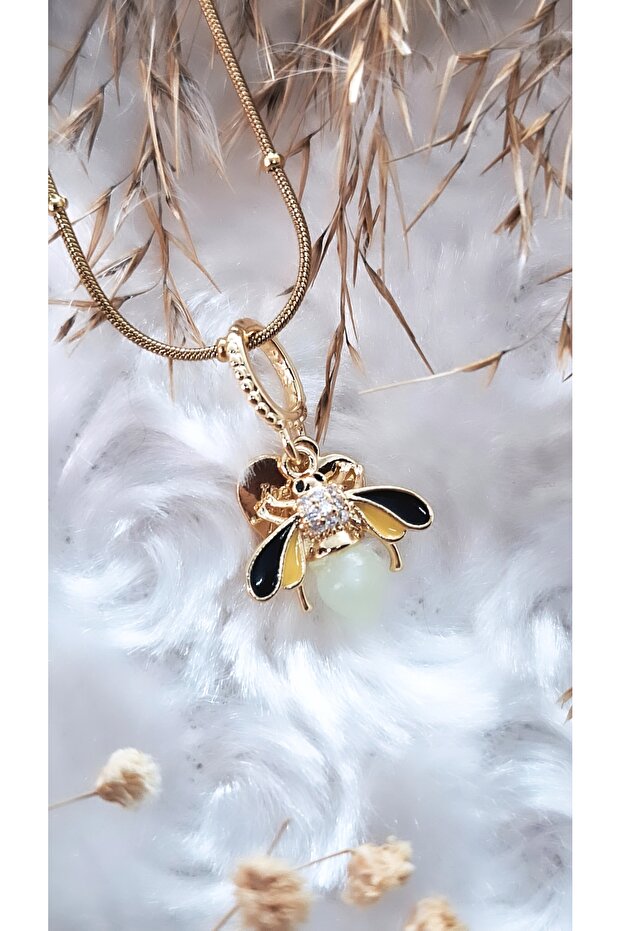 Ateş Böceği Figürlü Çelik Kolye - 5