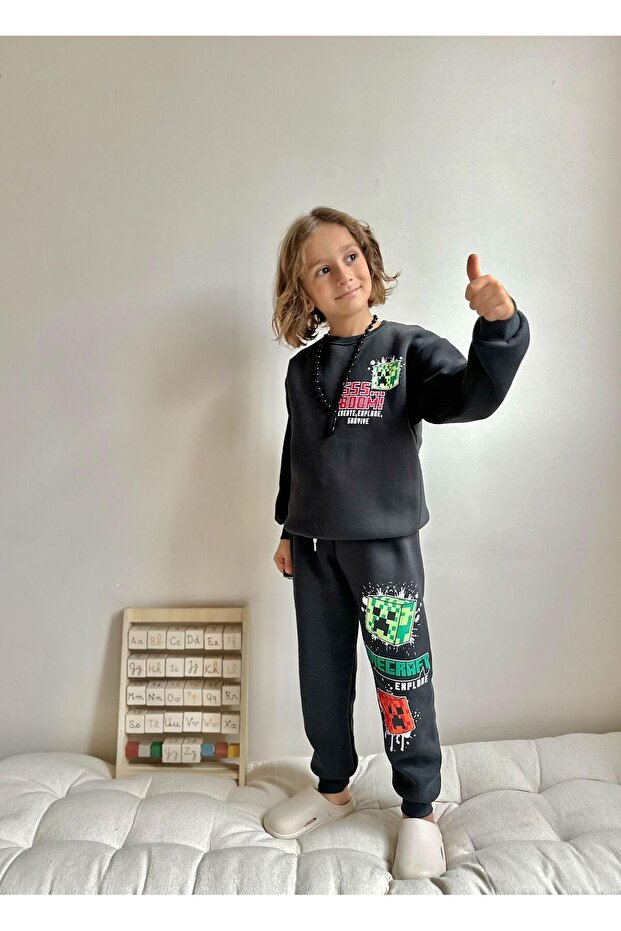 Boy's Character Printed 3-Ply Sha Fleece-Lined Lt Top 2-Piece Set