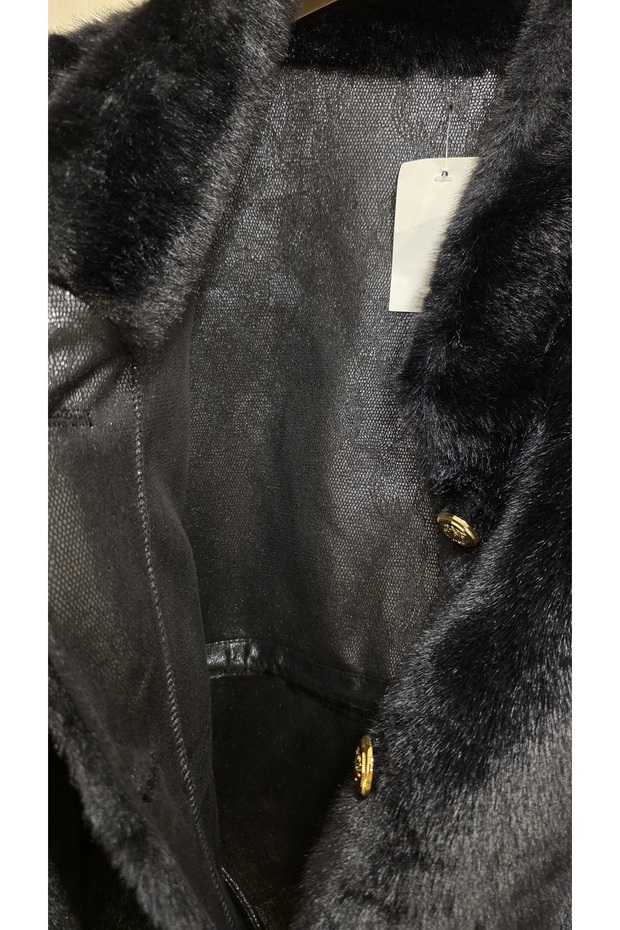 Kürk Mont Sarı Düğmeli - 6