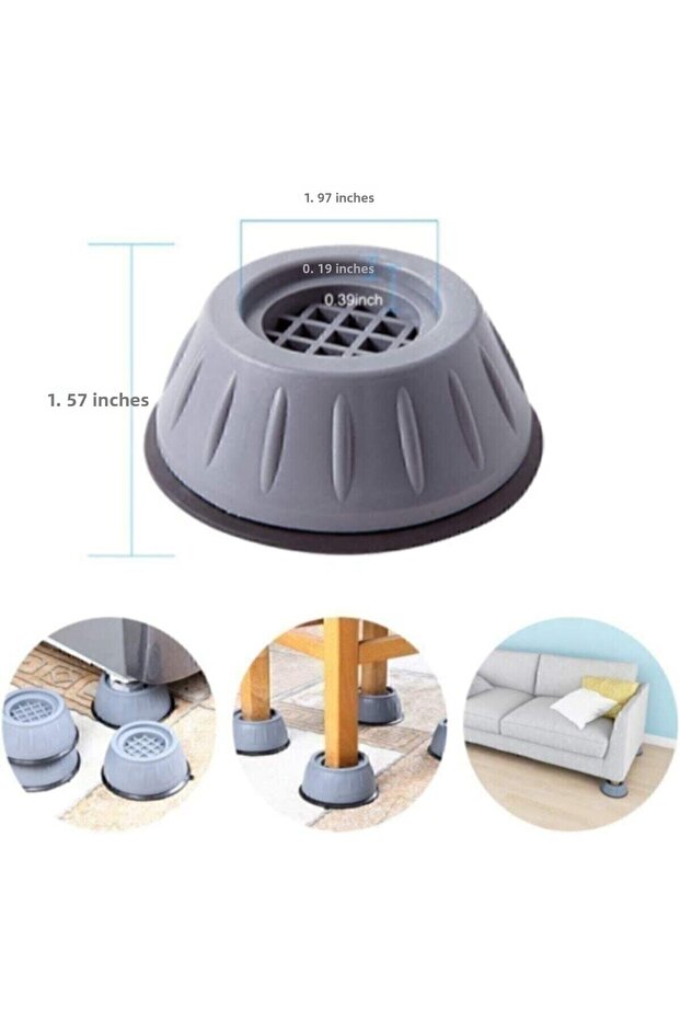 Grey washing machine vibration preventive stopper 4 piece set
