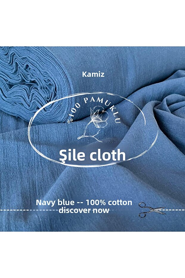 Navy Blue Sile Cloth Organic Fabric - 100% Cotton Sile Cloth