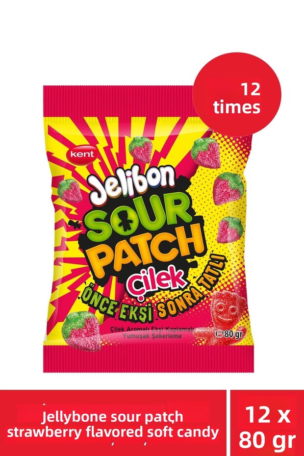 Sour Patch Strawberry Flavored Soft Candy 80 Gr - 12 Pieces - 2