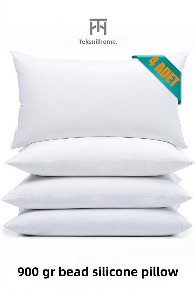 | 4 Pcs Bead Silicone Pillow | 900 Grams | Anti-Allergic | 50X70 cm | Hotel Quality