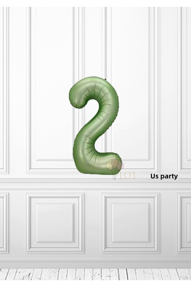 Green Number Foil Balloon - Retro Green Number Foil Balloon 2 Number Foil Balloon