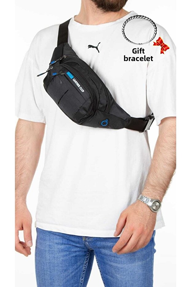 Unisex Impertex Fabric Waterproof Shoulder and Waist Bag with Headphone Outlet and Cross Strap