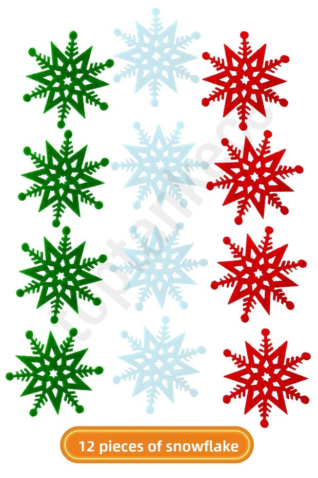 Christmas Pine Tree Ornament 6 cm Snowflake Ornaments 12 Pieces