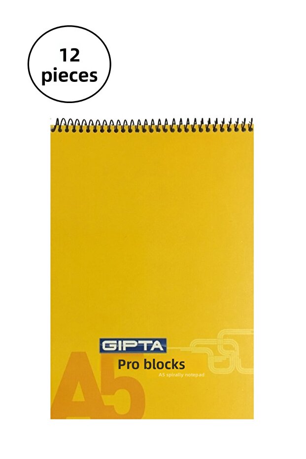 برو بلوك A5 40 ورقة لوحة مذكرة حلزونية مربعة - 12 قطعة - 1