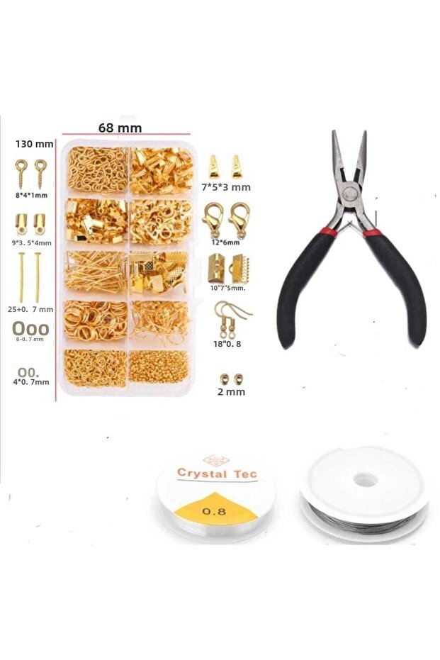 713 Piece Gold Earring Making Kit with Pliers Jewelry Materials