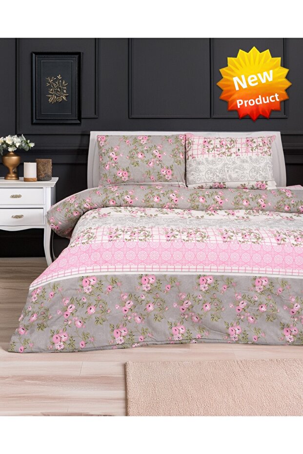 Duvet Cover Set Pink Floral Print Single (WITHOUT SHEET)