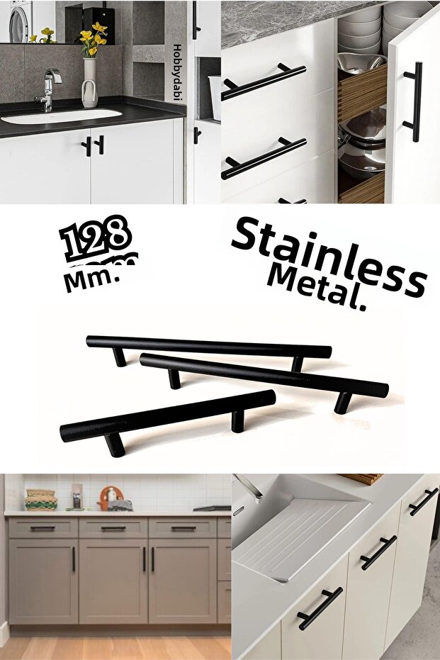 128 Mm Stainless Black Handle TV Unit Bedroom Furniture Drawer Cloakroom Kitchen Cabinet Handle