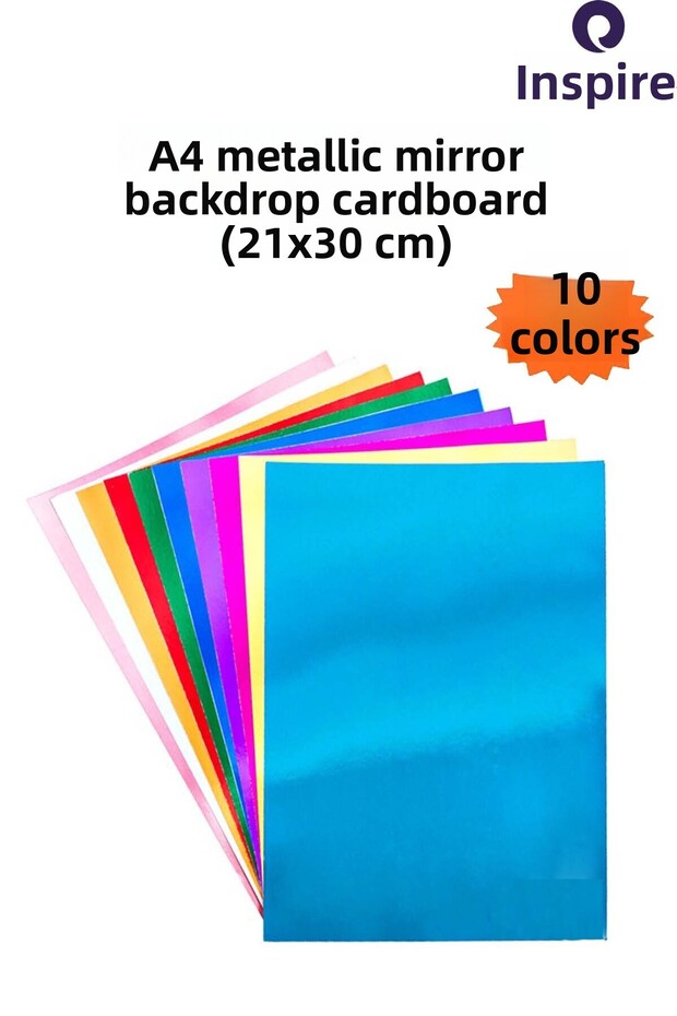 A4 Metallic Mirrored Photocopy Cardboard 10 Color Set 21X30 cm Glossy Surface Shimmer Foil