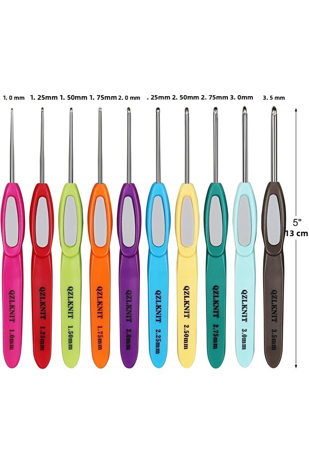 10Pcs Crochet Set, Anti-Slip Lace Crochet Needle, Colorful Fine Crochet Set, Ergonomic Plastic Handle 428