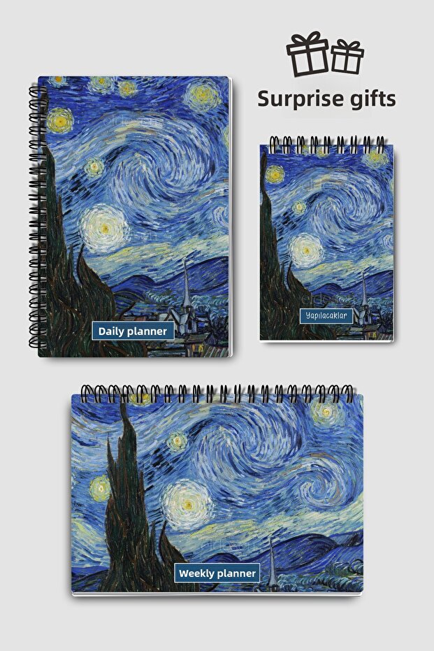 Van Gogh 3-Piece Planning Set, Daily Planner, Weekly Planner, To-Do List, Academic Agenda
