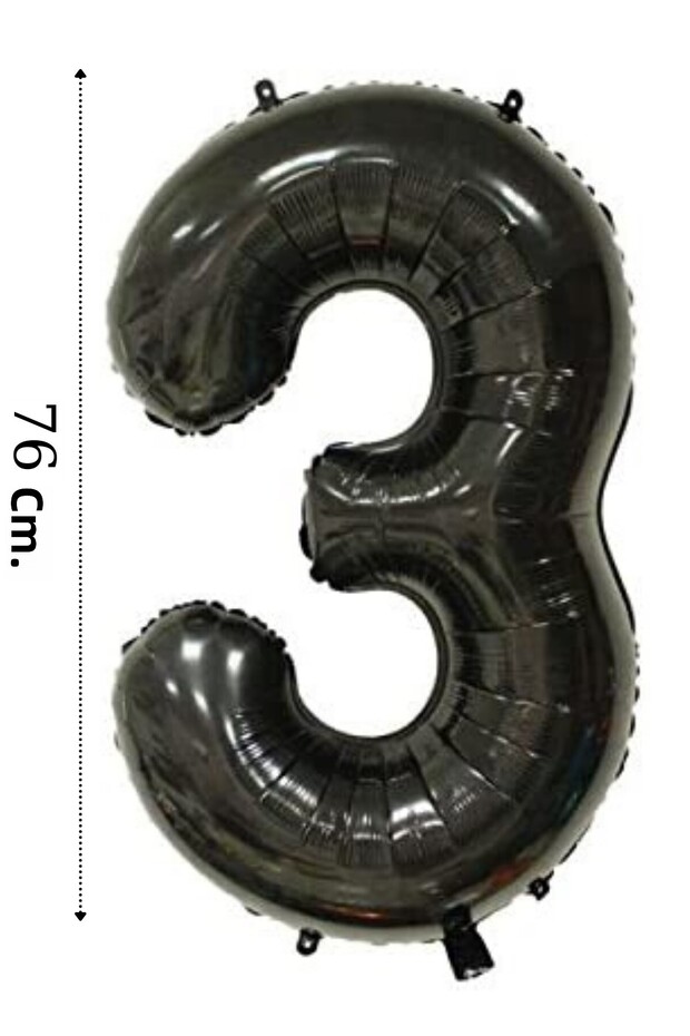 Foil Balloon Number 3 Helium Balloon 76 Cm Black Color