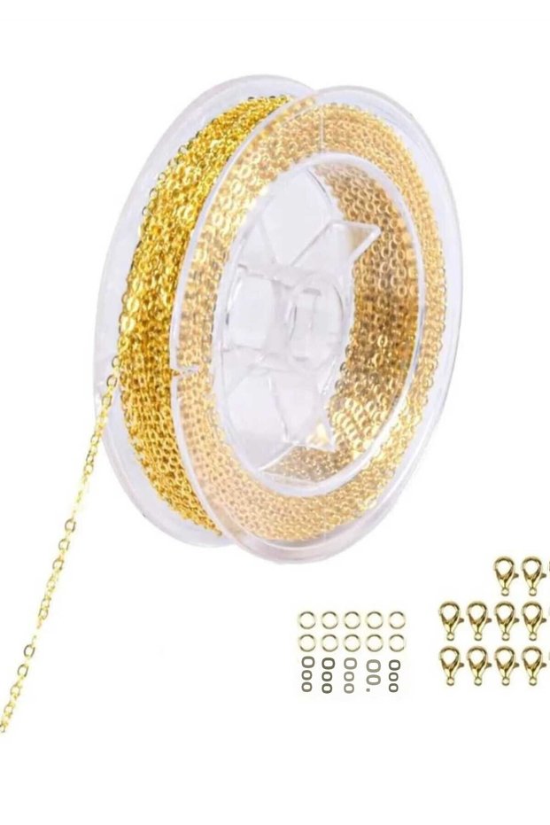 4 Meters Non Tarnish Two Colors Chain Ring and Parrot Clip Set Jewelry Making Supplies