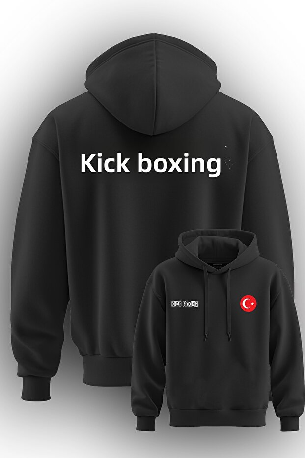 Kick Boxing Printed 3 Threaded Hooded Sweatshirt Hoodie Kickboks Sweat Kickb21001