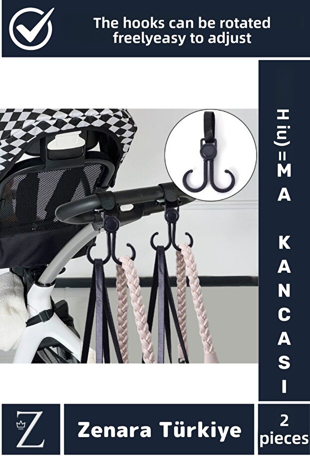 Portable Easy to Use Bag Carrying Bicycle Baby Stroller Multi-Purpose Carrying Hook 2 Pieces