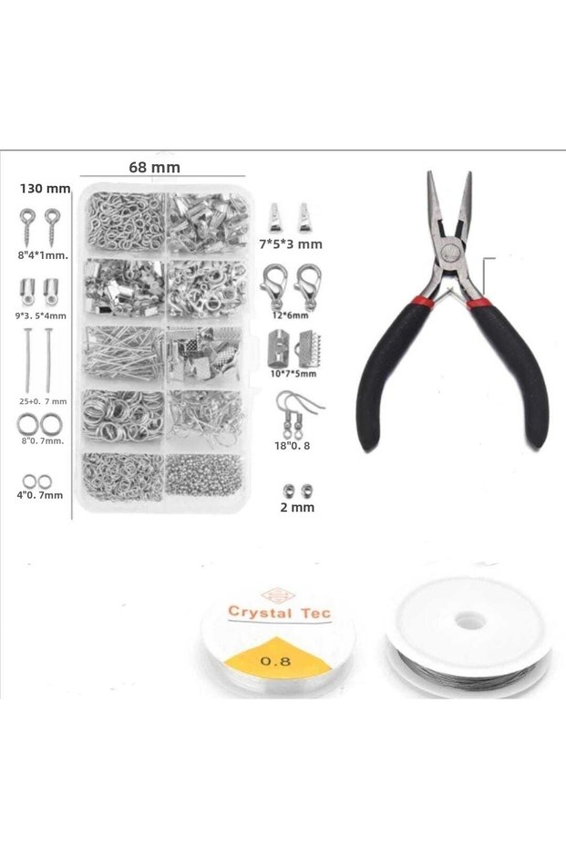 713 Pieces Silver Earring Making Set with Pliers Jewelry Supplies